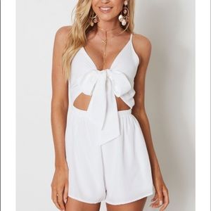 White Fox Boutique Tie-Front Romper